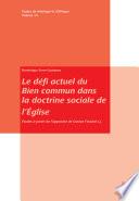 Le défi actuel du Bien commun dans la doctrine sociale de l'Église