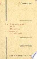 Le département de la Meurthe à l'époque du Directoire