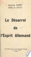 Le désarroi de l'esprit allemand