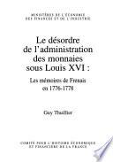 Le désordre de l'administration des monnaies sous Louis XVI