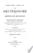 Le deutéronome et la question de l'Hexateuque