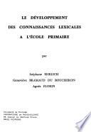 Le développement des connaissances lexicales à l'école primaire