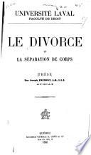 Le divorce et la séparation de corps
