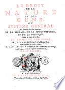 Le droit de la nature et des gens, ou, Système général des principes les plus importans de la morale, de la jurisprudence, et de la politique