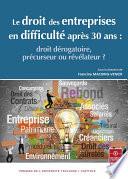 Le droit des entreprises en difficulté après 30 ans