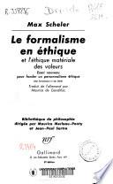 Le formalisme en éthique et l'éthique matériale des valeurs