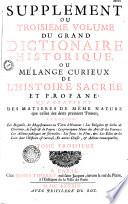 Le grand dictionnaire historique, ... par l'abbé Louis Moreri