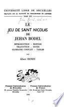 Le jeu de Saint Nicolas de Jehan Bodel