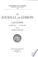 Le journal de Gibbon à Lausanne, 17 août 1763-19 avril 1764