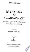 Le langage de Krishnamurti