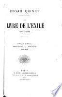 Le Livre de l'exilé, 1851-1870. Après l'exil