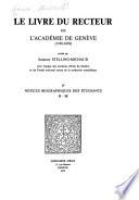 Le livre du recteur de l'Académie de Genève (1559-1878).