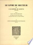Le livre du Recteur de l'Académie de Genève (1559-1878)
