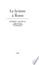 Le lyrisme à Rome