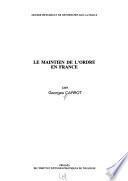 Le maintien de l'ordre en France
