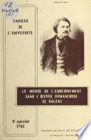 Le monde de l'enseignement dans l'œuvre romanesque de Balzac