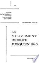 Le Mouvement rexiste jusqu'en 1940
