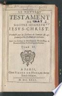 Le Novveav Testament de nostre Seignevr Iesvs-Christ