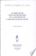 Le principe de non-contradiction et la question de l'individualité du sujet