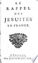 Le rappel des jesuites en France