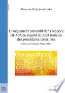 Le Règlement préventif dans l'espace OHADA au regard du droit français des procédures collectives