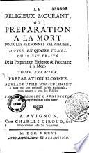 Le religieux mourant ou préparation à la mort pour les personnes religieuses