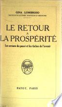 Le retour à la prospérité