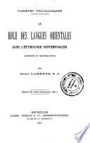 Le role des langues orientales dans l'étymologie contemporaine