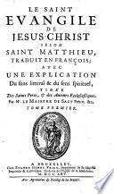 Le Saint Evangile de Jesus-Christ selon Saint Matthieu,