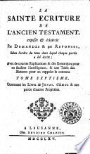 Le Sainte écriture de l'ancien et du nouveau Testament