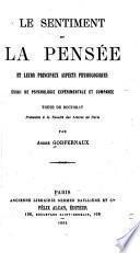 Le sentiment et la pensée et leurs principaux aspects physiologiques