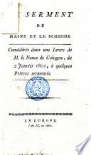 Le serment de haine et le schisme