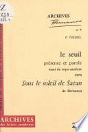 Le Seuil, présence et parole : essai de topo-analyse dans Sous le soleil de Satan de Bernanos