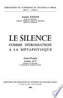 Le silence comme introduction à la métaphysique