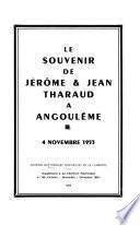 Le souvenir de Jérôme & Jean Tharaud à Angoulême, 4 novembre 1953