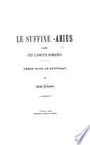 Le suffixe -arius dans les langues romanes ...