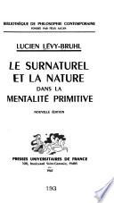 Le surnaturel et la nature dans la mentalité primitive
