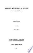 Le texte prophétique en France