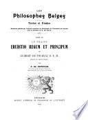 Le traité Eruditio regum et principum de Guibert de Tournai, O. F. M.