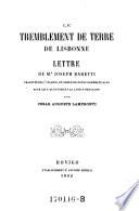 Le tremblement de terre de Lisbonne. Lettre, traduite de l'italian par Cesar Auguste Lampronti