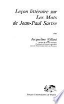 Leçon littéraire sur Les mots de Jean-Paul Sartre
