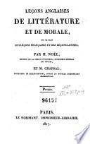Leçons Anglaises de Littérature Et de Morale Sur Le Plan Des Leçons Et Des Leçons Latines