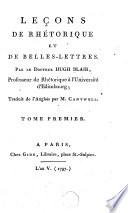 Leçons de rhétorique et de belles-lettres