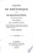 Leçons de rhétorique et de belles-lettres, suivies des