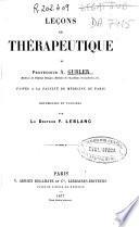 Leçons de thérapeutique
