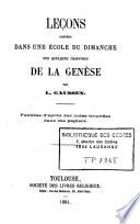 Leçons données dans une Ecole du dimanche sur quelques chapitres de la Genèse