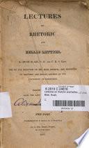 Lectúres on rhetoric and belles lettres