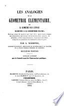 Les analogies de la géométrie élémentaire, ou La géometrie dans l'espace, ramenée à la géométrie plane