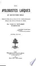 Les apologistes laïques au dix-neuvième siècle