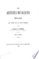 Les artistes-musiciens belges au XVIIIe et au XIXe siècle